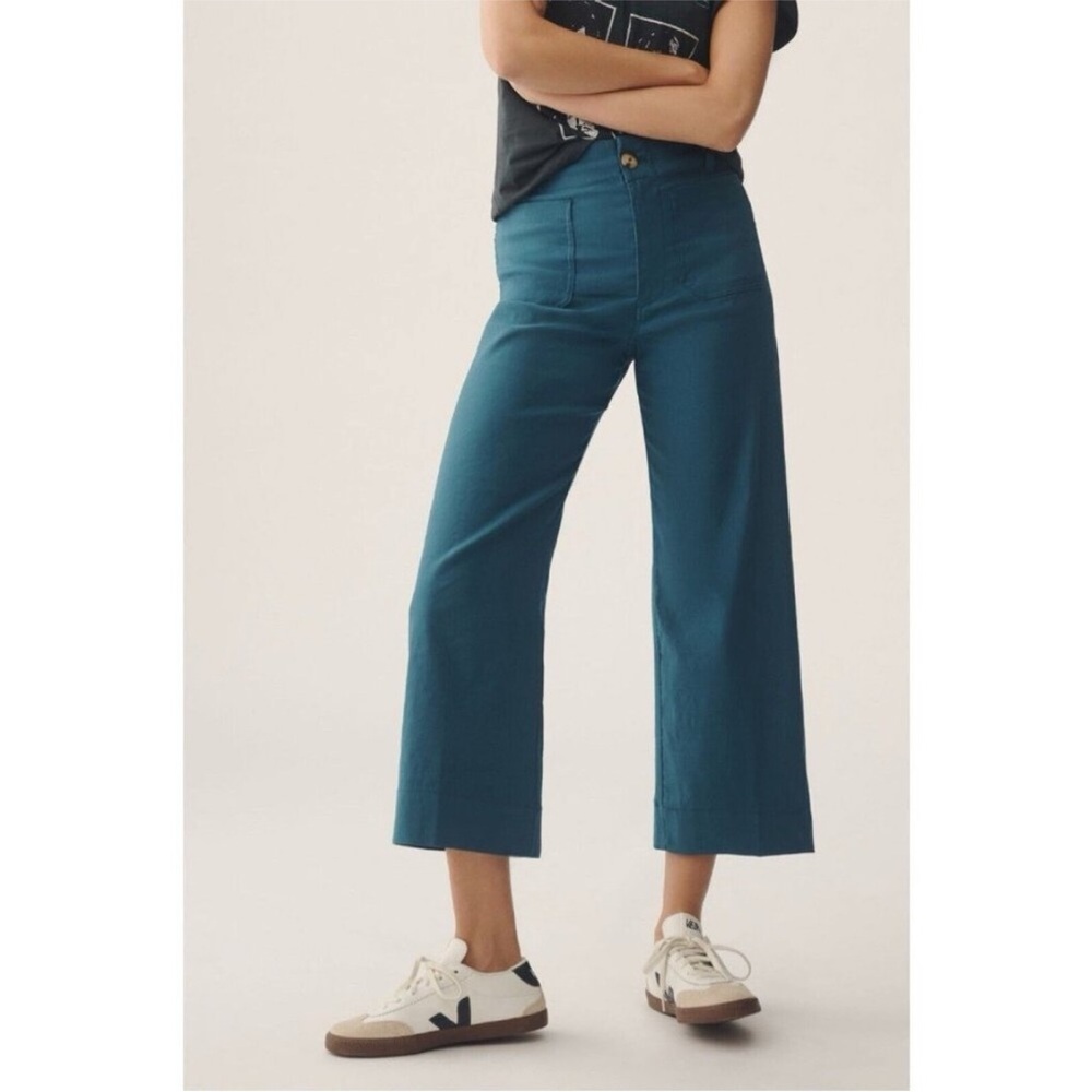 Anthropologie The Colette Cropped Wide-Leg Pants:Magic Fabric Sz 32P NWT